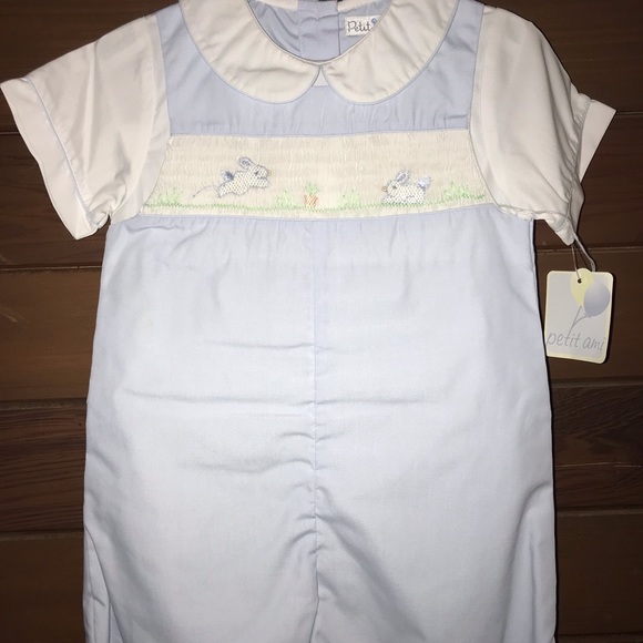 Smocked inset Bunnies John John - Picture 2 of 3